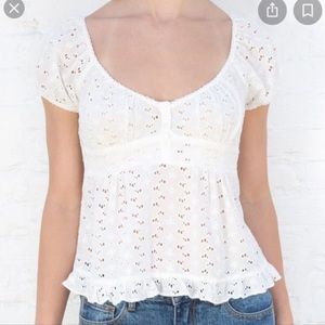BRANDY MELVILLE WHITE EYELET BLAIR TOP